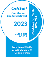 Crefozert 2023 für die Lohnsteuerhilfe Online - das Zertifikat im Bild.
